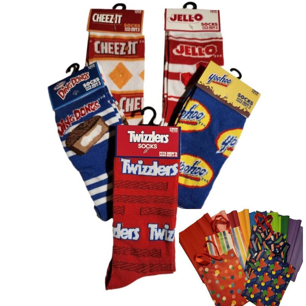 Retro Snacks Jello Twizzlers Yoohoo DingDong 5‎ pr Crew Socks Men Sz 6-12 NWT#